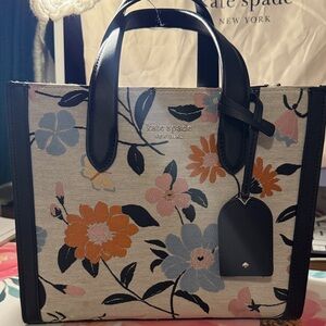 Kate Spade Floral Canvas Tote - Black, Orange, Blue, Pink